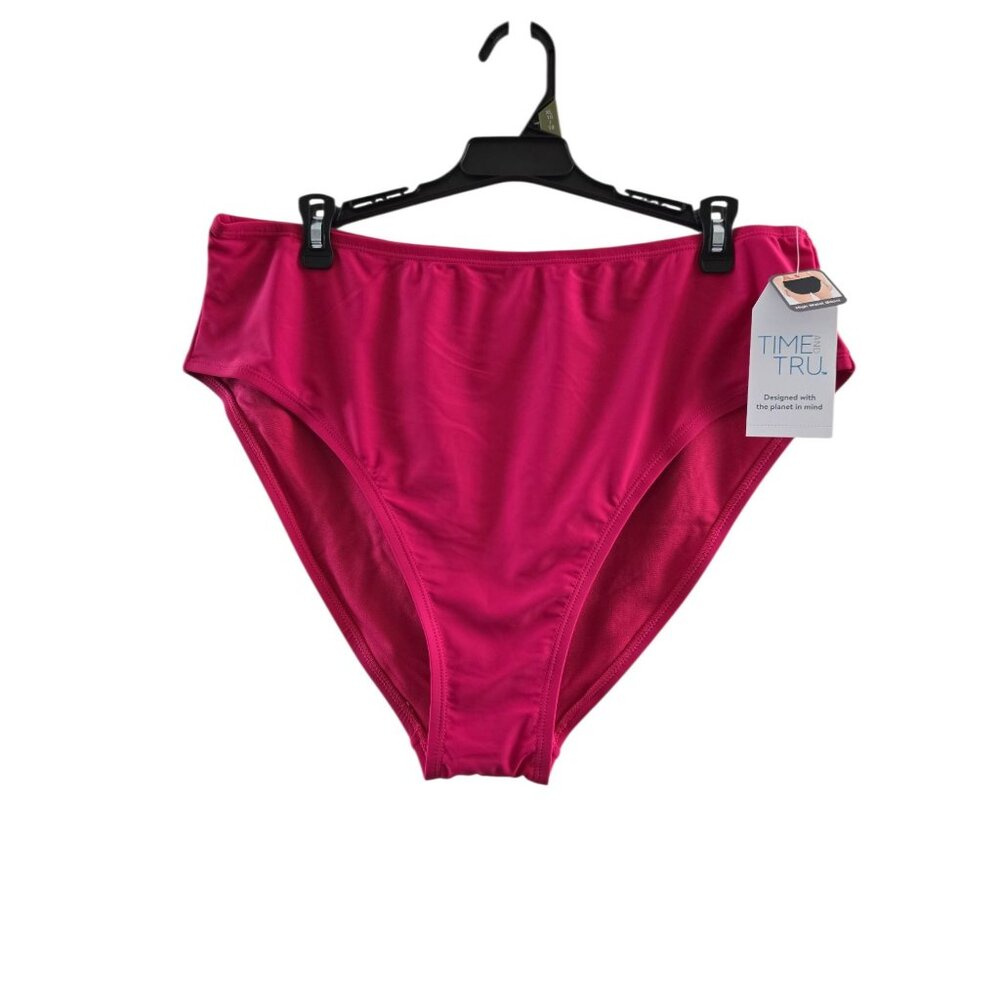 NWT Women's High Waist Bikini Bottoms Size XL (16-18) - Fuschia